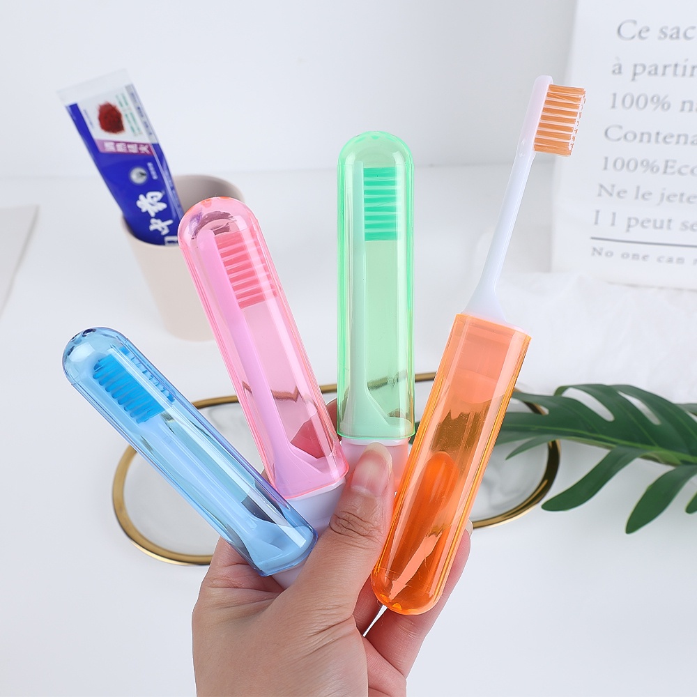 1 Bàn Chải Đánh Răng Lông Mềm Chống Bụi Có Thể Gấp Gọn Mang Đi Du Lịch Tiện Lợi