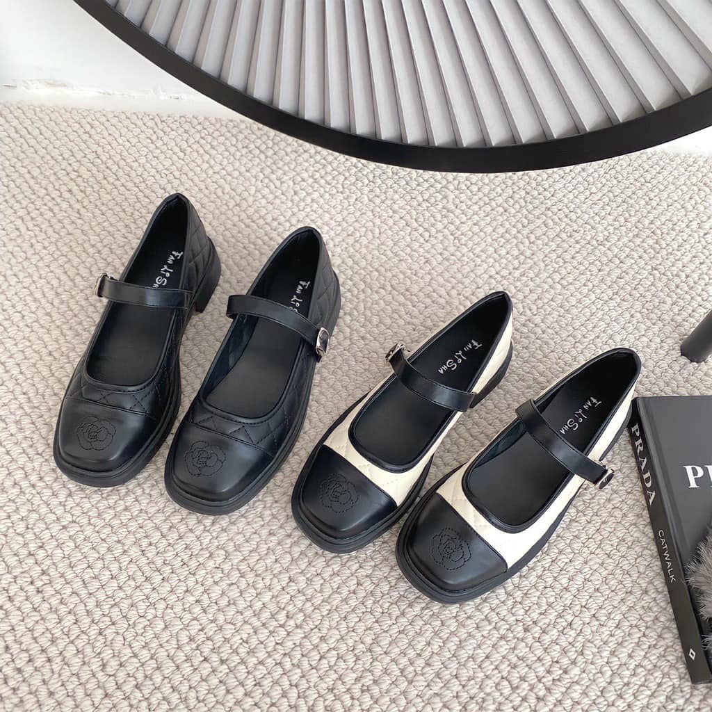 Giày Mary Jane - Giày búp bê FANLISHA Quai Ngang Trơn Xích Đế Độn 3p QCCC