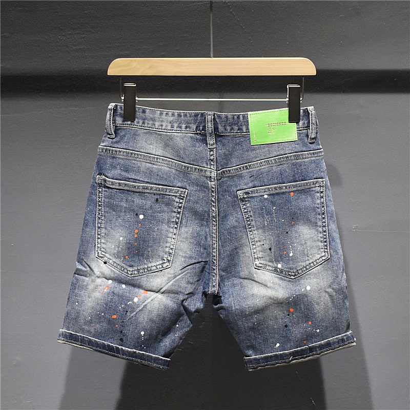 Quần Short Denim Rách Dáng Ôm Thêu Họa Tiết Thời Trang Mùa Hè 2023 Mới Cho Nam