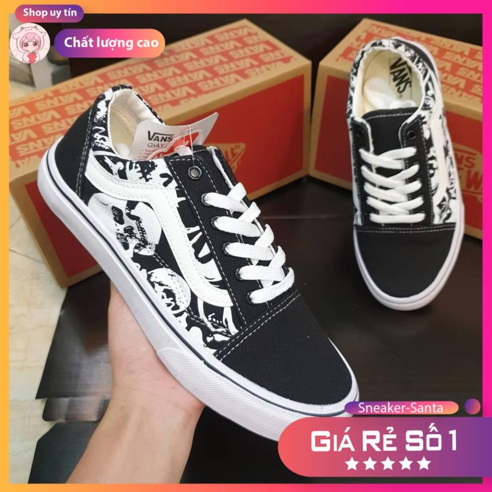 Giày Nam Nữ_Giày 𝐕𝐀𝐍𝐒 old skool đầu lâu , Giày Vans đen hình đầu lâu mới full box bill