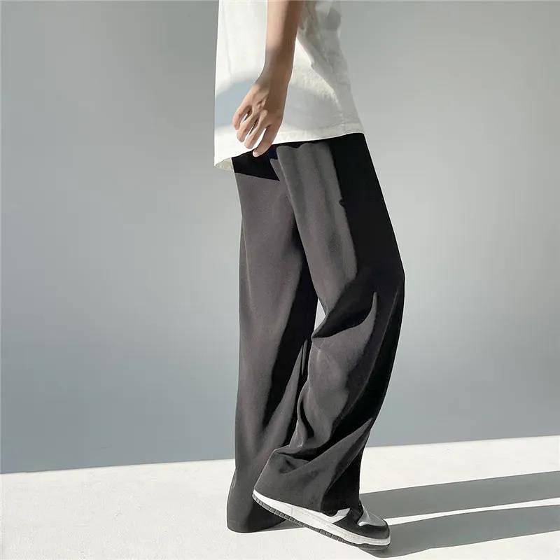 Summer Thin Ice Silk Leisure Wide-Leg Pants Men and Women Hong Kong Style Advanced Draping Effect Loose All-Match Cold Mop Pants OWuP