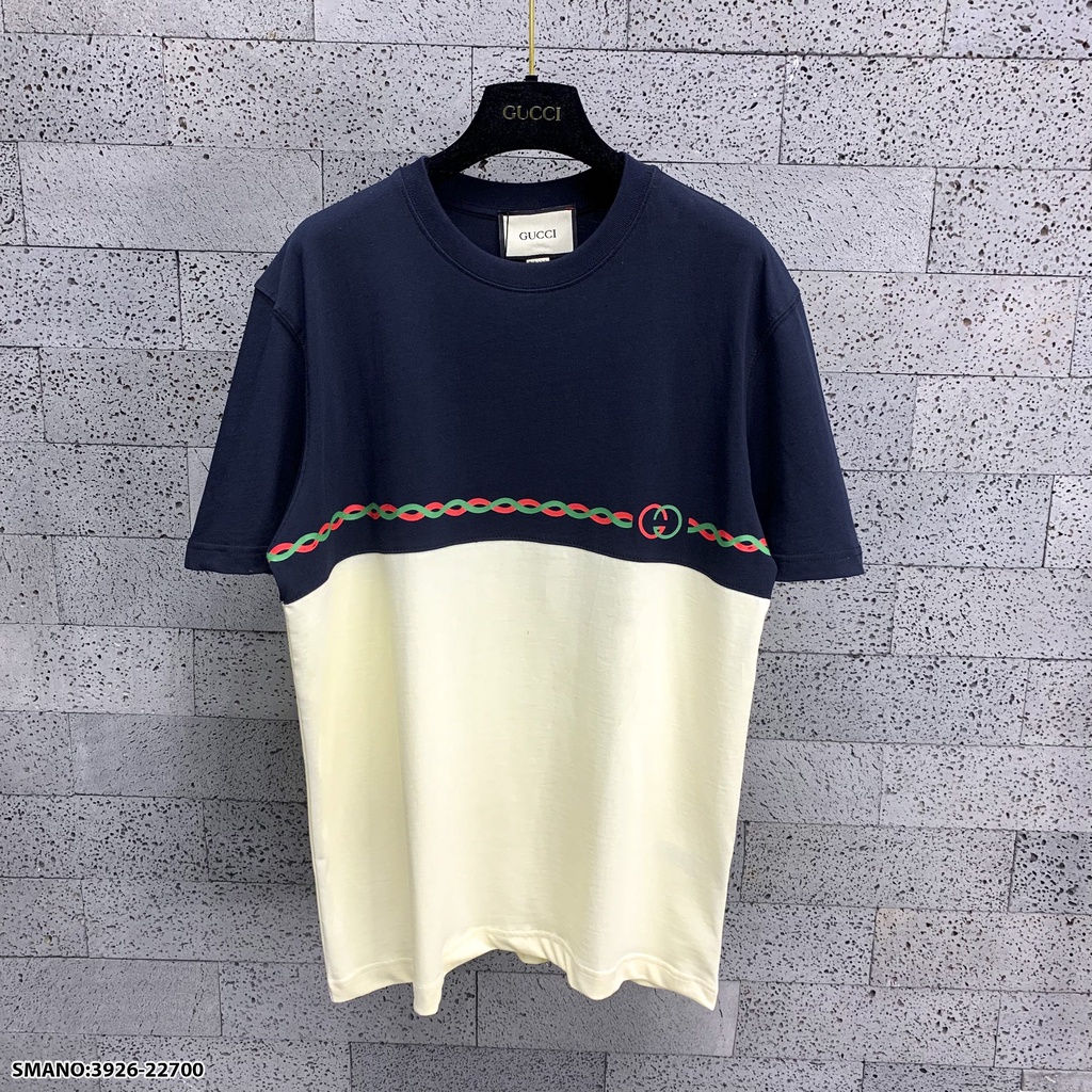 Áo phông nam nữ Premium Cotton cao cấp phối màu đen sữa dập chữ GG trước ngực siêu sang.Fashion Class