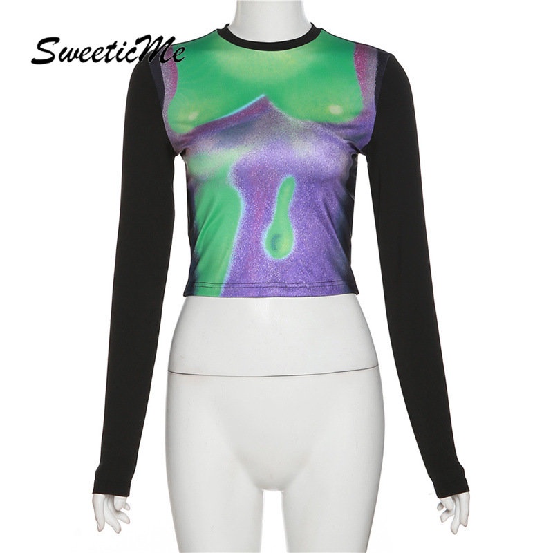 Áo Thun Tay Dài Cổ Tròn Màu Trơn Dáng Ôm Thời Trang 2023 Dành Cho Bạn Nữ