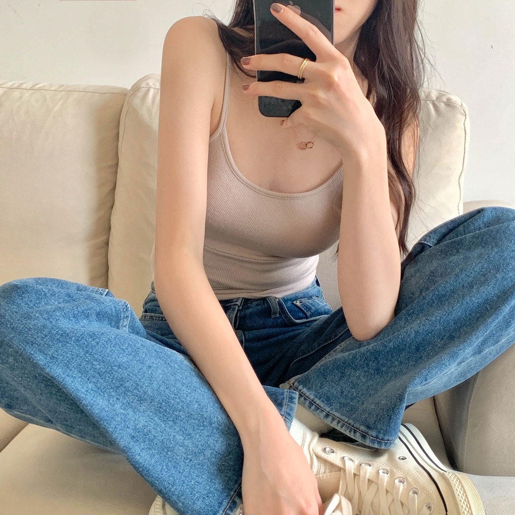 Áo thể thao hai dây SUXI có mút đệm ngực thiết kế hở lưng quyến rũ thời trang cho nữ