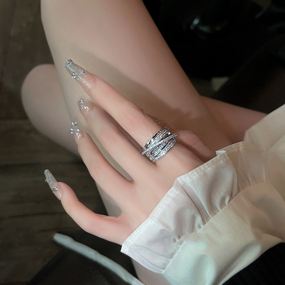 Xijing Nhẫn Quấn Đính Đá Zircon Lấp Lánh Có Thể Điều Chỉnh Cho Nữ