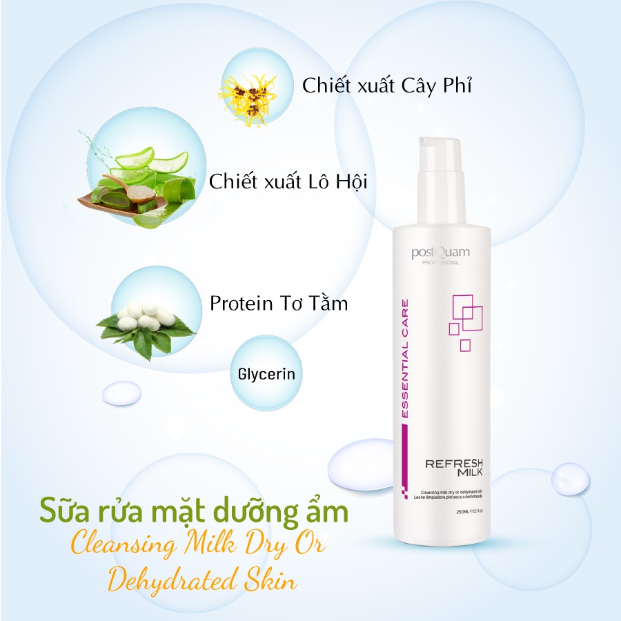 Postquam Clensing milk Dry - Sữa rửa mặt dưỡng ẩm dành cho da khô & mất nước
