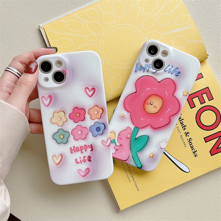 Ốp Điện Thoại Tpu Dẻo Họa Tiết Hoa &amp; Gấu Đơn Giản Dễ Thương Chống Sốc Cho iPhone 14 13 12 11 Pro Max