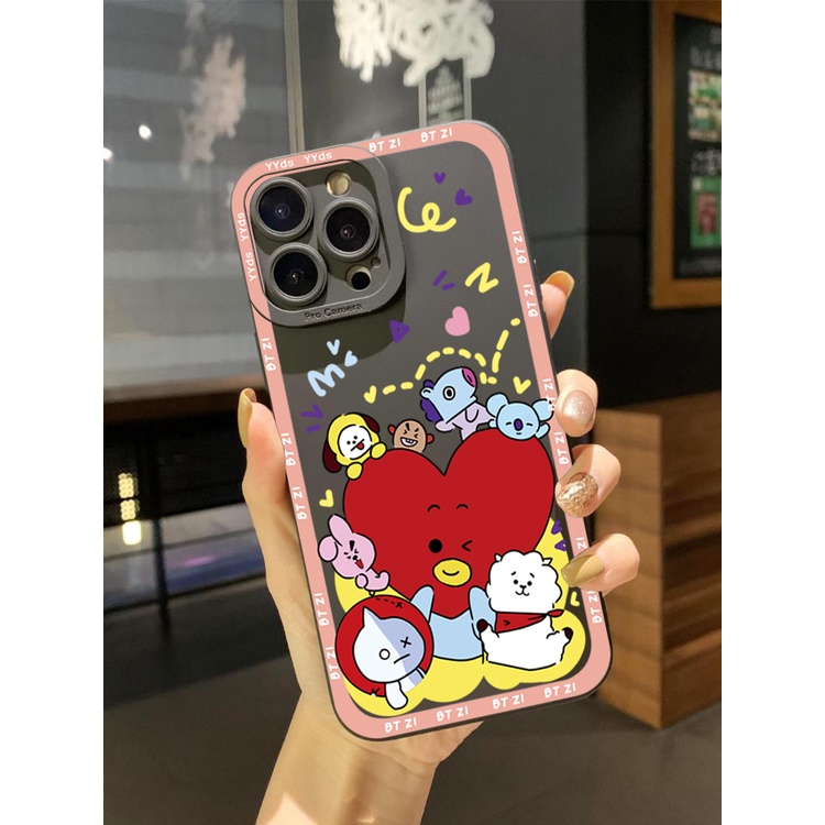 Ốp Điện Thoại Viền Vuông In Hoạt Hình BT21 Cho Samsung Galaxy S23 Ultra S23 + A04E A04 4G A14 A34 A54 5G A11 A50 M12