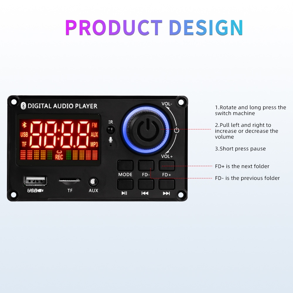 Bảng Mạch Khuếch Đại Âm Thanh MP3 2 * 50W DC 12V 100W Cho Xe Hơi