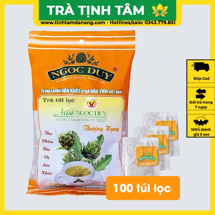 Trà atiso túi lọc Đà Lạt thượng hạng Ngọc Duy gói cam 100 túi lọc cao cấp giúp giảm cân, thanh nhiệt, giải khát
