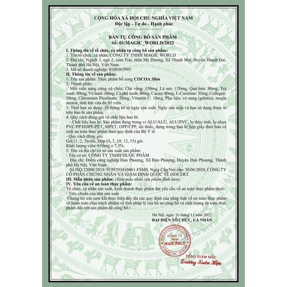 Cocoaslim mẫu mới nhất 2023