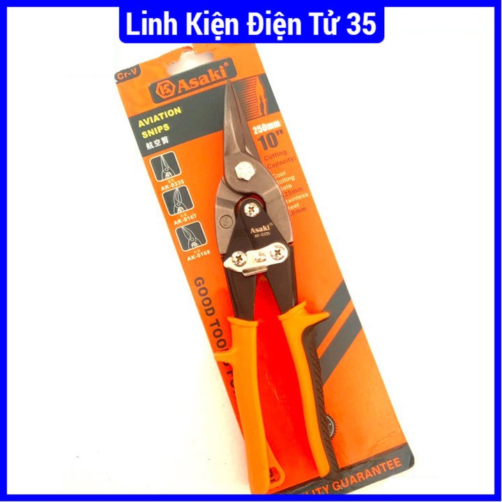 Kéo cắt tôn Asaki AK-0335 lưỡi cắt siêu sắc cứng rắn, chống cong, rỉ, tay cầm nhựa có đệm chống trơn trượt