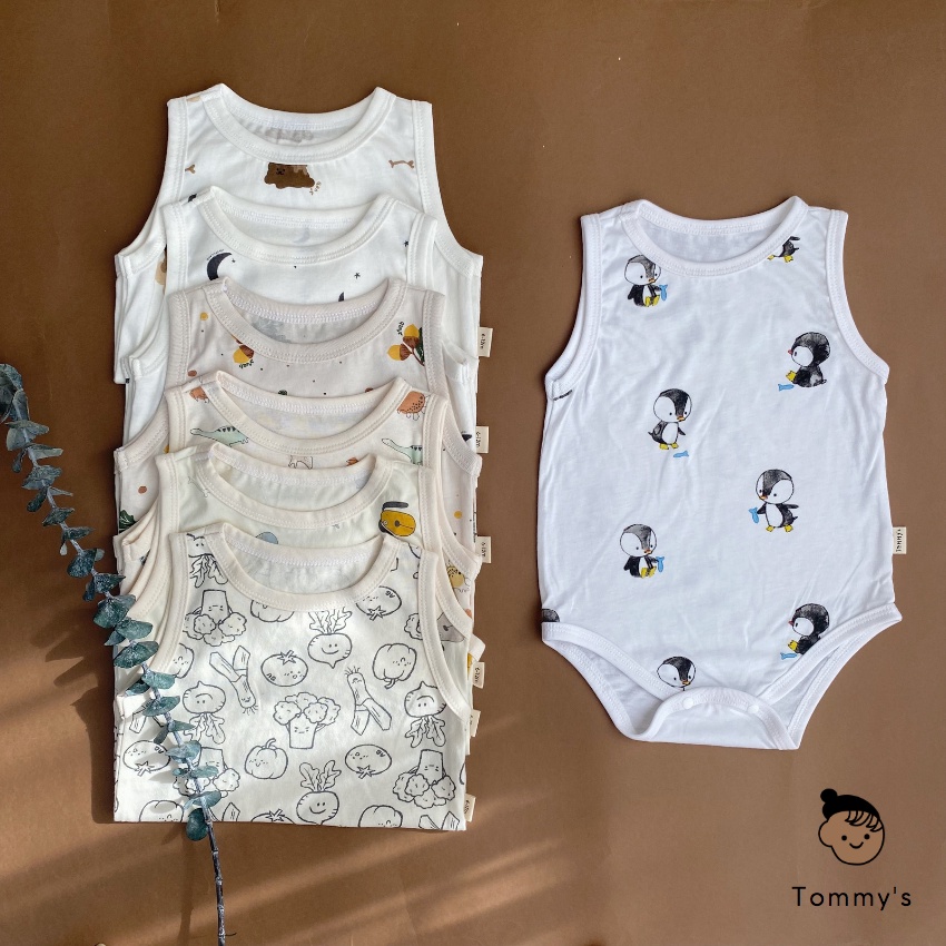 Body sát nách thun cotton  cho bé trai bé gái 0-24 tháng TOMMY HOUSE