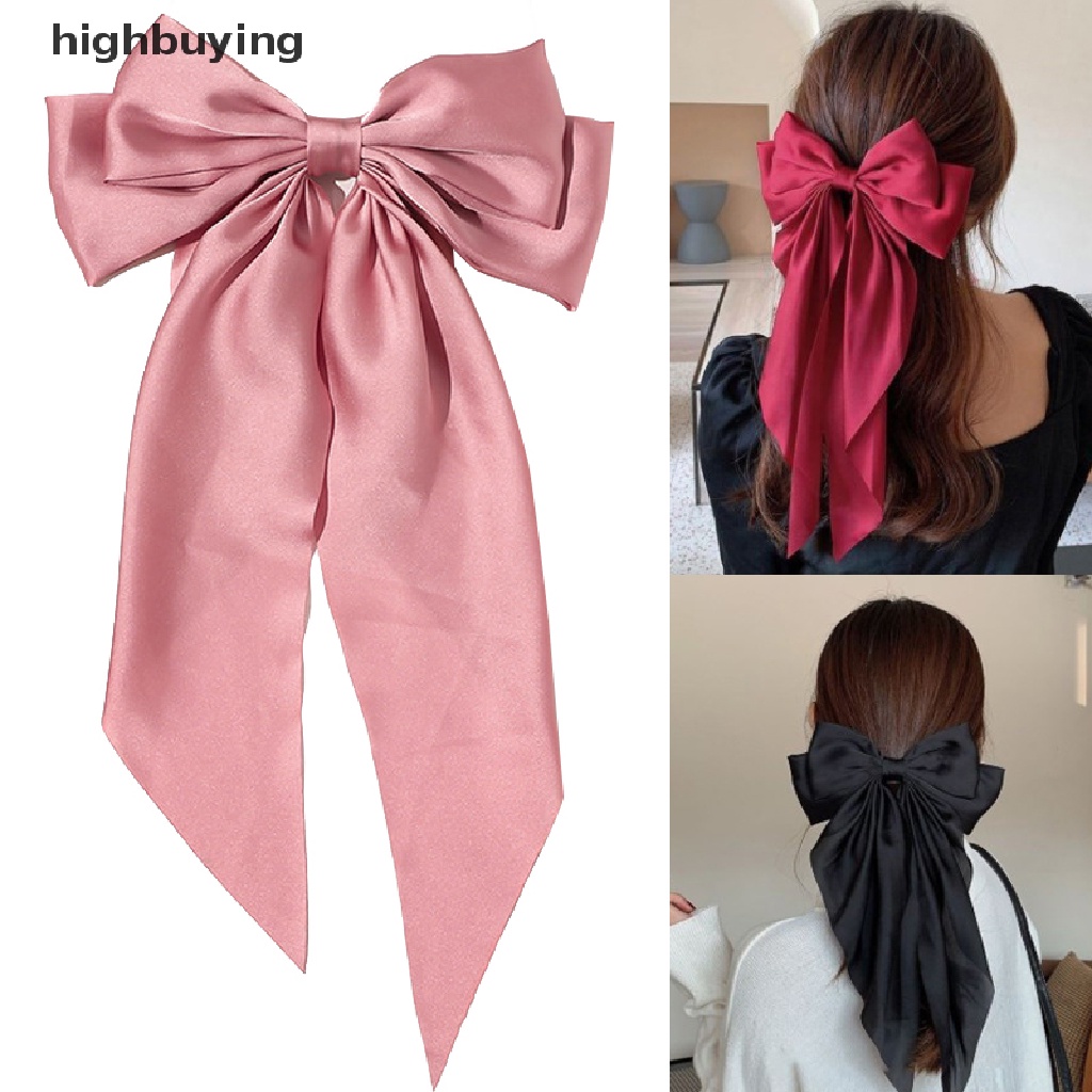 Kẹp Tóc Đính Nơ Ruy Băng Màu Trơn Đơn Giản Thời Trang Cho Nữ