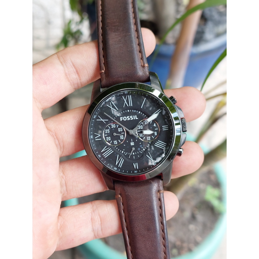 Đồng hồ nam Fossil 6 kim mặt đen chạy pin hàng Si