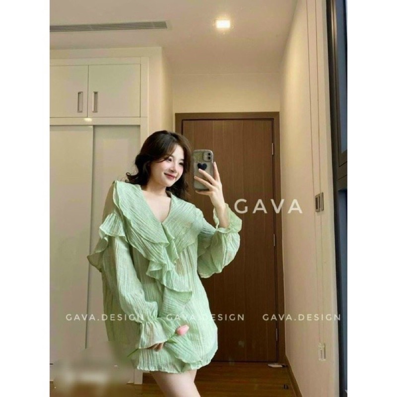 Áo Bèo Tơ Nhăn Phong Cách Hàn Quốc Tiểu Thư Xinh