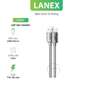 Cáp Sạc Nhanh Lanex Ls28m Nhựa Pvc Micro 6.0a Dài 1.0m