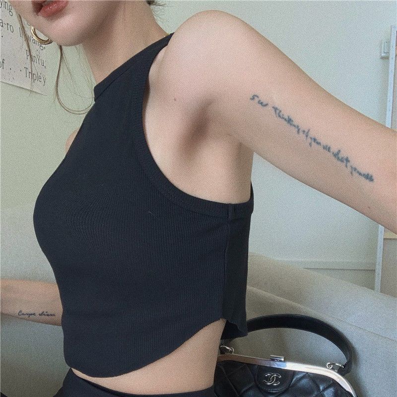 Áo Croptop Hai Dây Màu Trơn Dáng Ôm Thời Trang Mùa Hè Hàn Quốc Quyến Rũ Cho Nữ