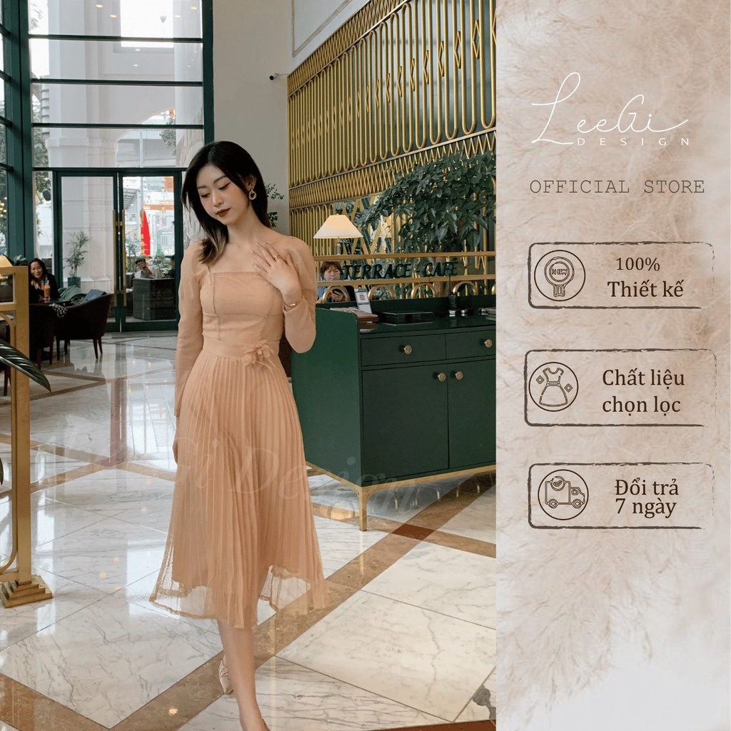 Đầm ren xơ dừa be LeeGi Design