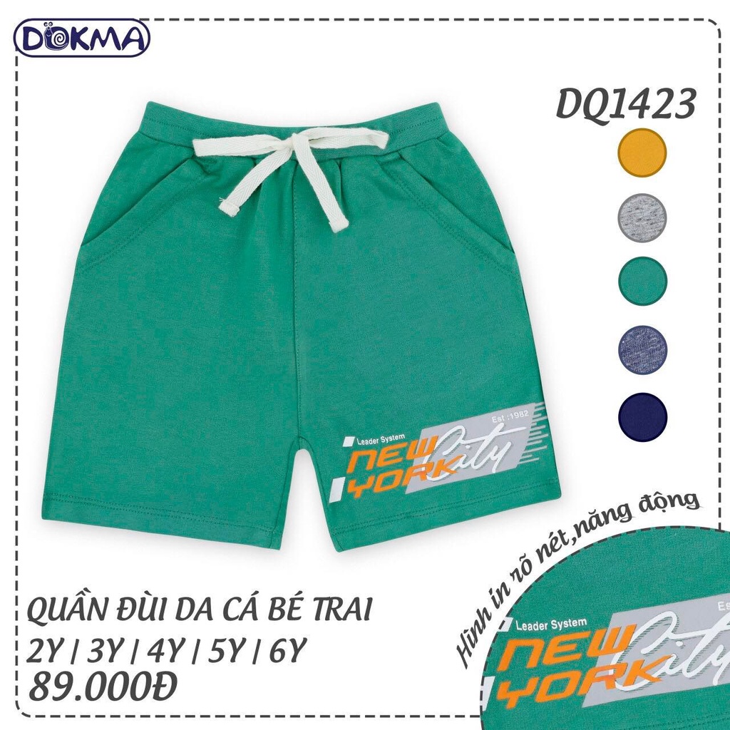 SALE 20% Quần đùi da cá mềm mát, quần short cotton bé trai Dokma DQ1368
