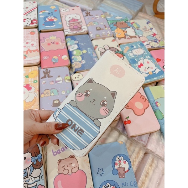Ví nữ dài cầm tay đẹp dễ thương nhiều ngăn nhiều hình cô gái,hình thú