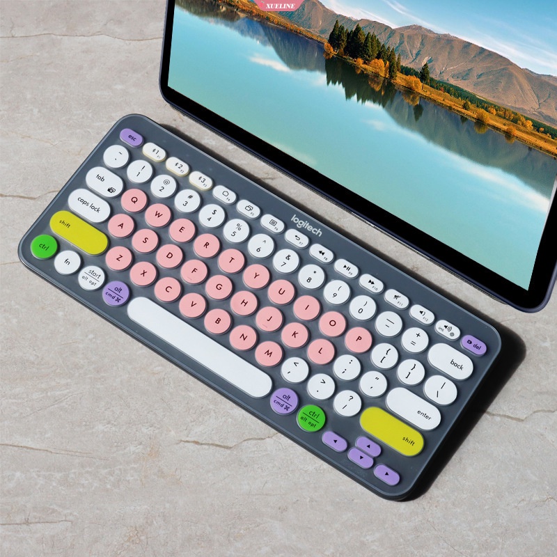 Film Dán Bảo Vệ Bàn Phím Không Dây Logitech K380 / K380 Bằng Silicon TPU Trong Suốt Màu Đen In Chữ Tiếng Anh Độc Đáo