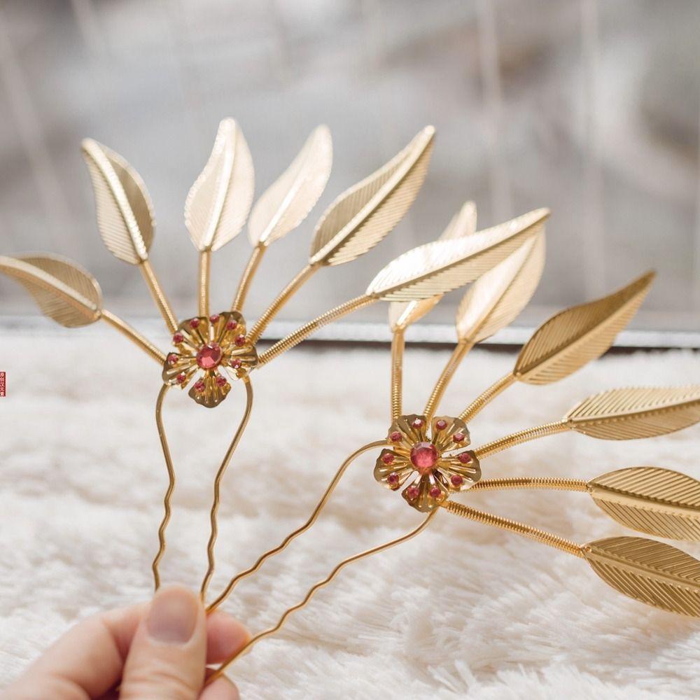 Trâm Cài Tóc Chữ U Hình Hoa Lá Phong Cách Hanfu Cổ Điển
