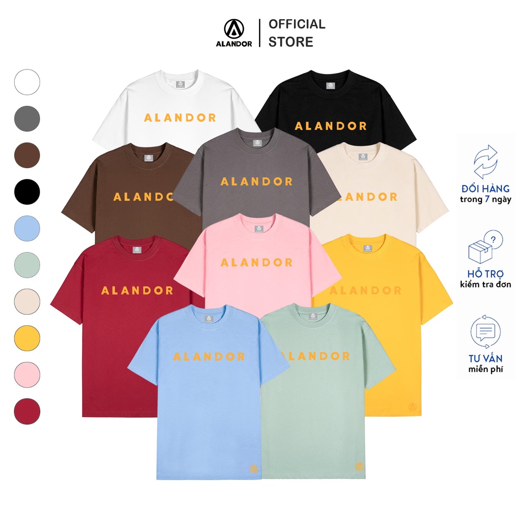 Áo thun tay lỡ Alandor local brand chính hãng cotton 100% form rộng basic tee Made in Vietnam