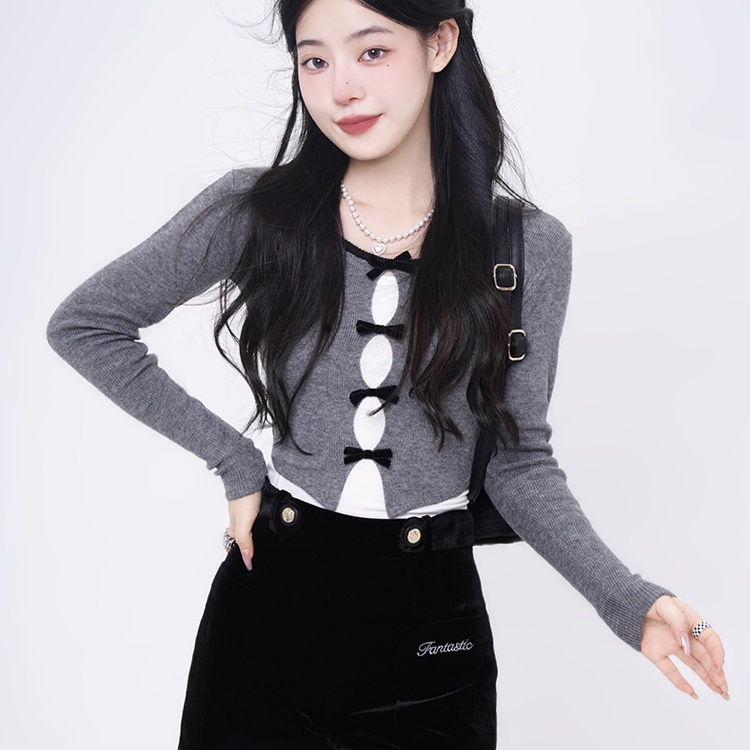 SUXI Áo Croptop Dệt Kim Tay Dài Dáng Ôm Thiết Kế Đơn Giản Thời Trang Mùa Xuân Mới Cho Nữ