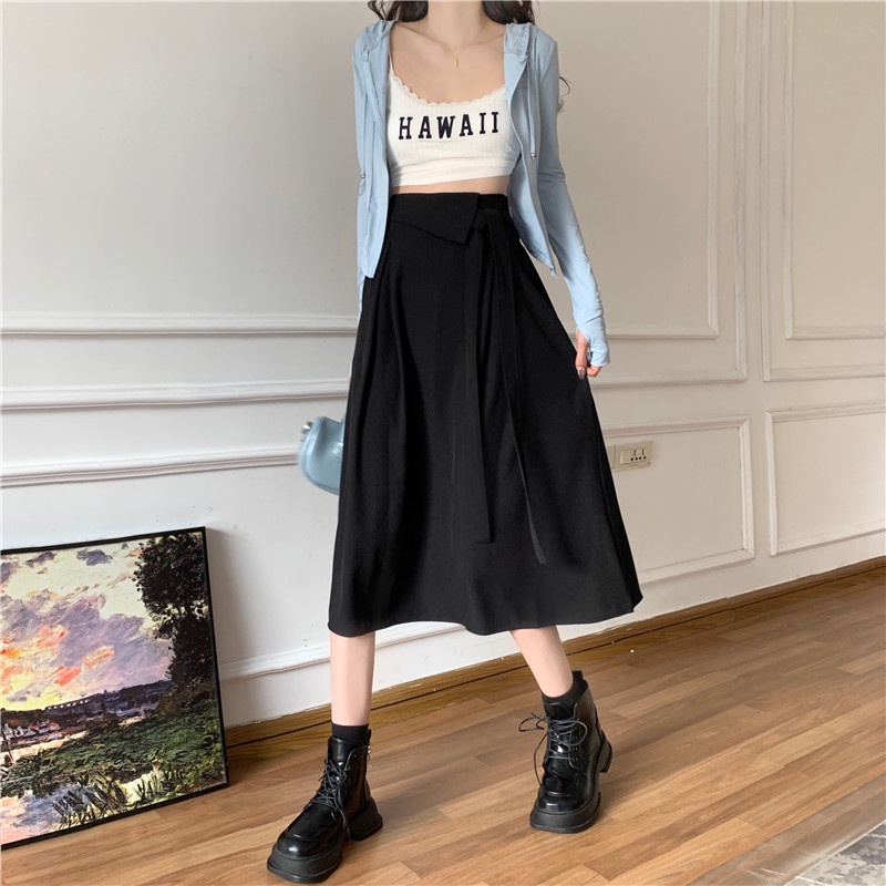 Chân Váy Chữ A Lưng Cao Thắt Dây Thời Trang Mùa Xuân Hàng Mới Dành Cho Bạn Nữ