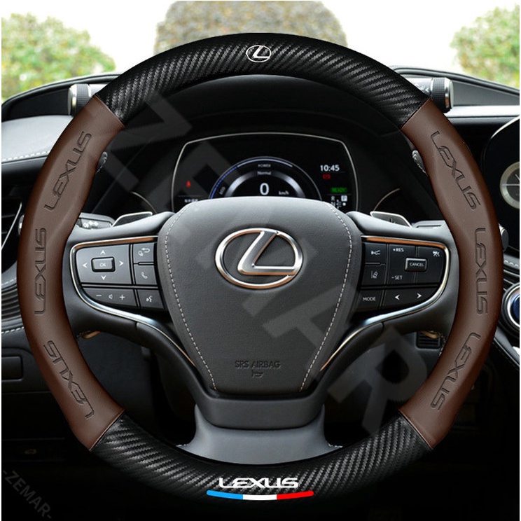 Vỏ Bọc Vô Lăng Xe Hơi Lexus 38CM rx 570 RX300 LX570 CT200H NX250 RX350 LX470 IS NX ES In Logo 3D Bằng Sợi Carbon