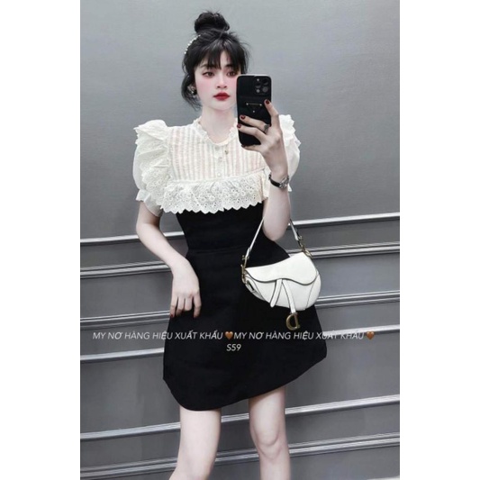 Váy phối cổ ren bèo