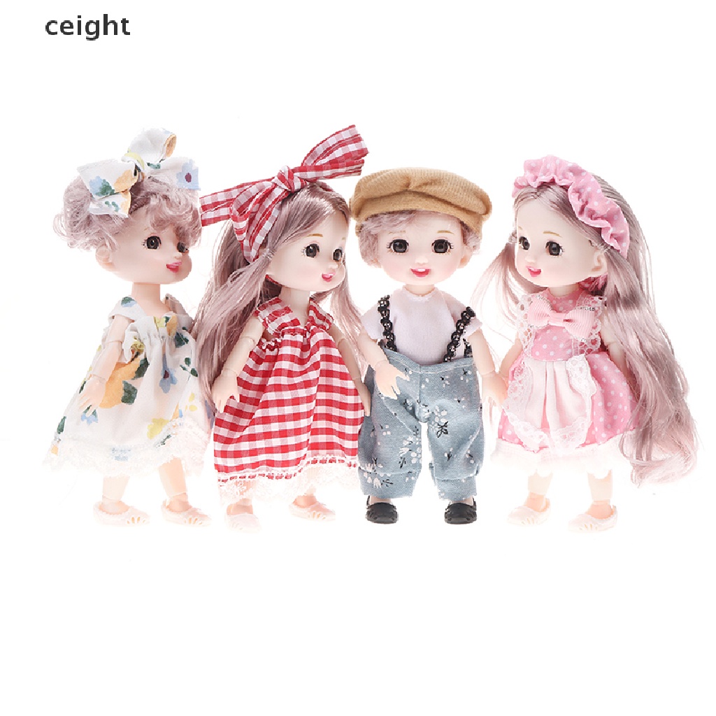 Búp Bê Bé Gái Mắt To 3D Có Khớp Cử Động 17Cm DIY