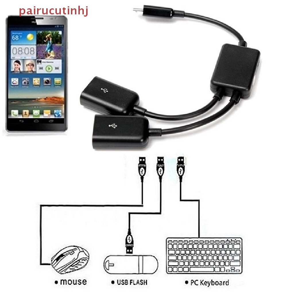 Đầu Chuyển Đổi Hub Micro USB OTG Kép Cho Máy Tính Bảng PC Và Điện Thoại Thông Minh