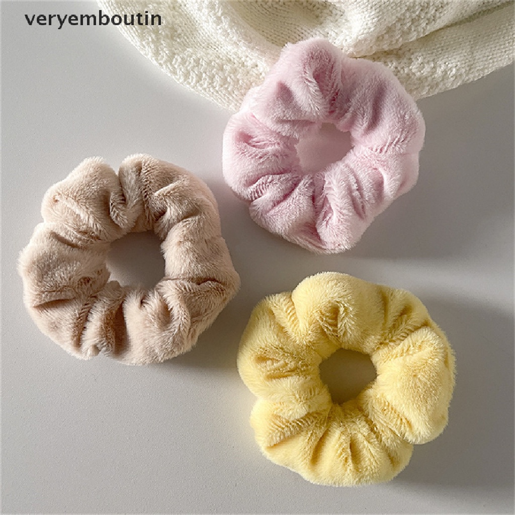 Dây Buộc Tóc Cao Su Bọc Vải Lông Mềm Co Giãn Nhiều Màu Ấm Áp Mùa Đông Cho Nữ