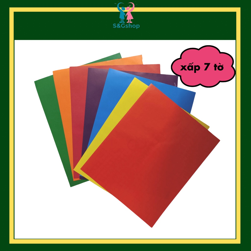 Giấy màu thủ công loại có kẻ ô ly, không dán 22x17cm (7 tờ)