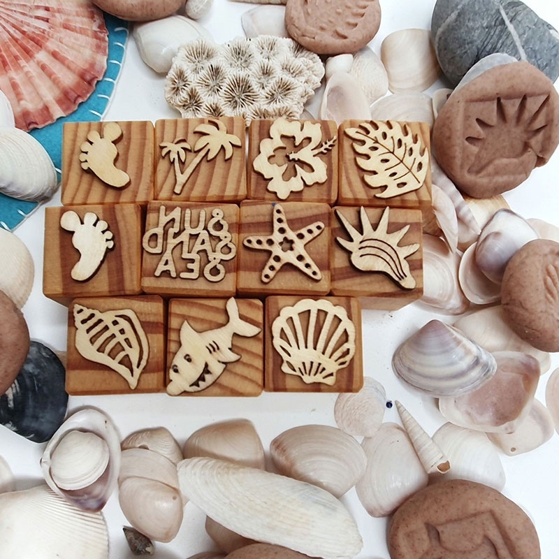 Bộ Đồ Chơi Con Dấu 6 Mặt Bằng Gỗ Theo Phương Pháp Montessori Cho Bé