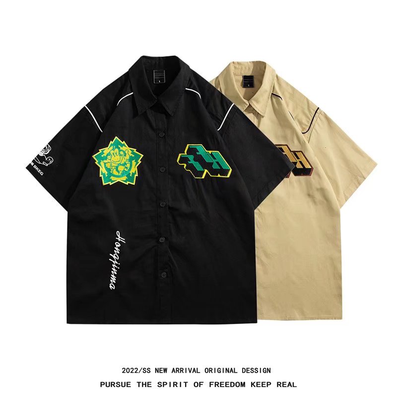 Áo polo Ngắn Tay Dáng Rộng Thời Trang Retro Mỹ Dành Cho Nam Và Nữ 2023 / Size M-3XL