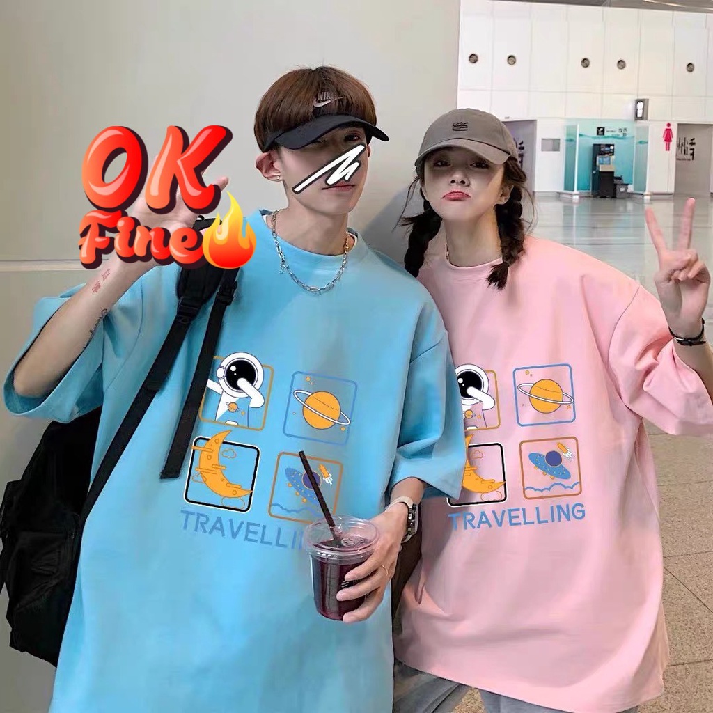 ÁO THUN, ÁO PHÔNG NAM NỮ TRAVEL 3 MÀU TRẮNG HỒNG XANH THẬT KUTE 24/7 SHOP