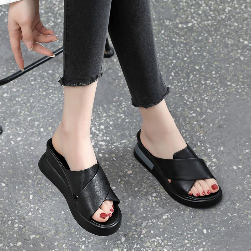 Dép Da Cao Gót Đế Xuồng Mềm Thời Trang Mùa Hè 2022 Cho Nữ