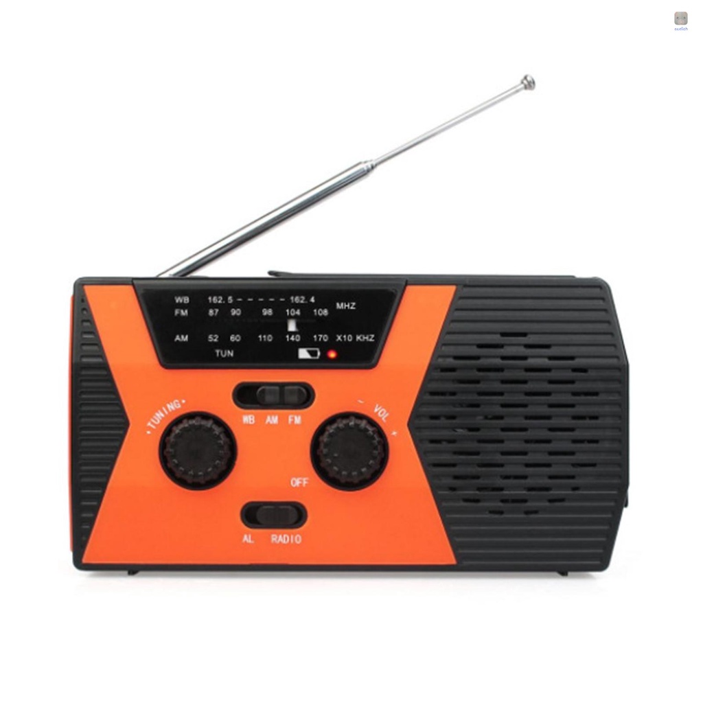 Radio AM / FM & NOAA Sử Dụng Năng Lượng Mặt Trời Có Đèn Pin LED Báo Động SOS 2000mAh