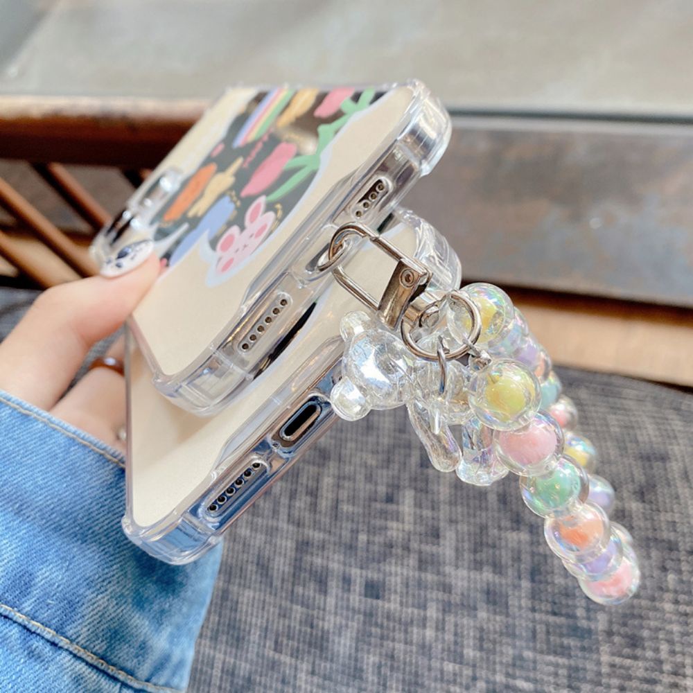 Ốp Điện Thoại TPU Mềm Tráng Gương Họa Tiết Gấu Hoạt Hình Kèm Dây Đeo Cho IPhone 14 13 12 11 Pro Max
