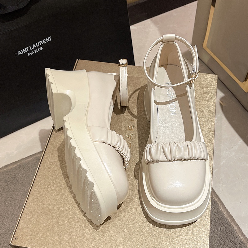 Giày Búp Bê Da PU Mũi Tròn Đế Bằng Mềm Mại Chống Trượt Cài Khóa Thời Trang Cho Nữ