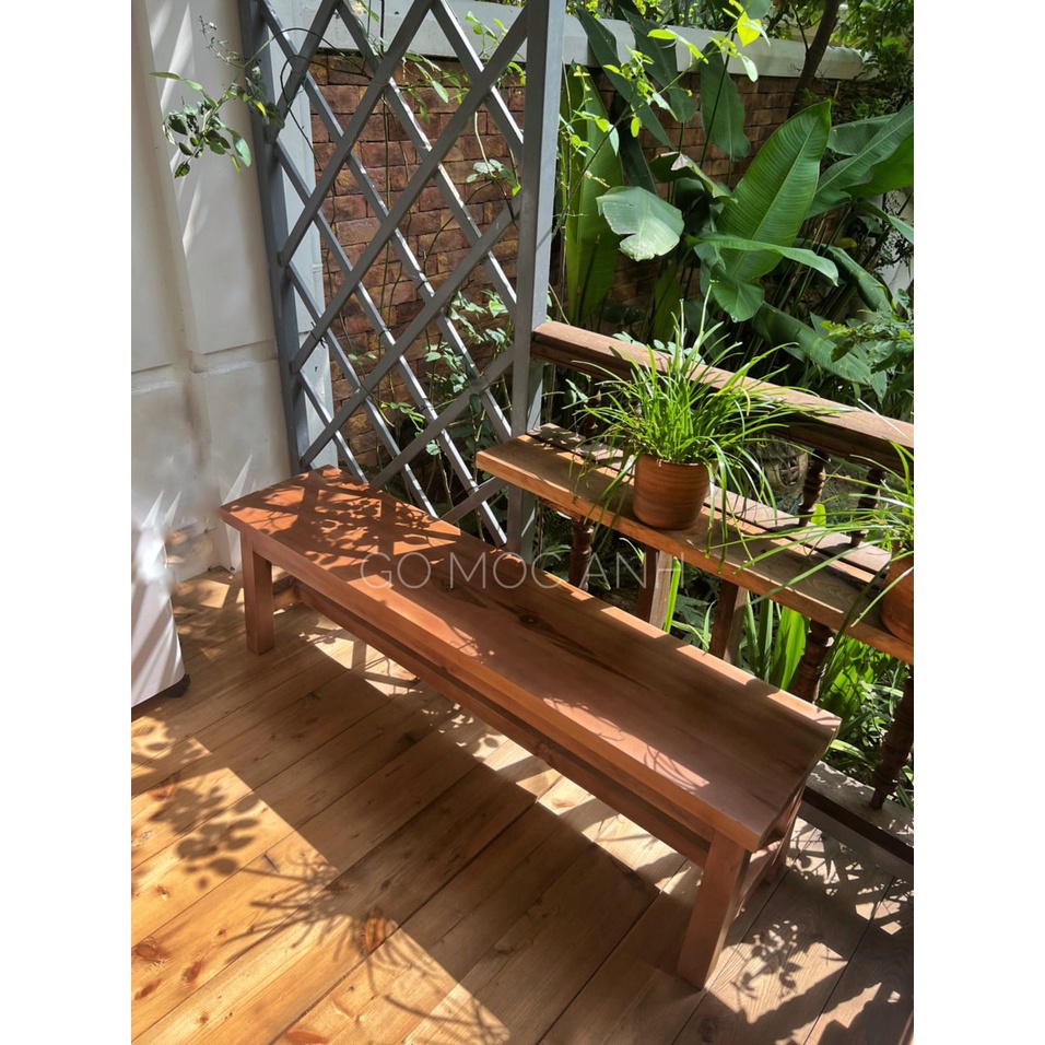 Ghế băng dài bằng gỗ tự nhiên dài 80cm, 1m, 1m2  để ban công, hành lang đi giày