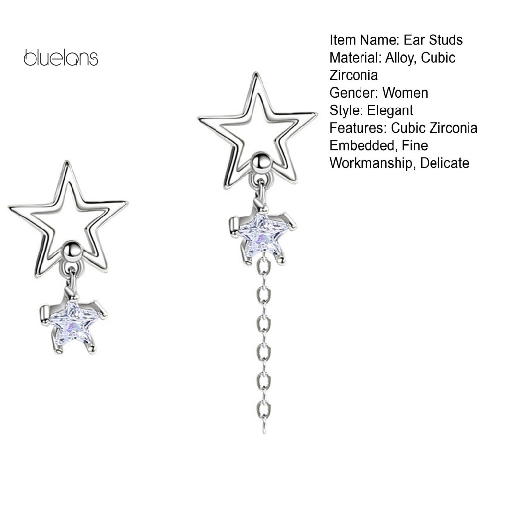 1 Đôi Bông Tai Đính Đá Zircon Hình Ngôi Sao Thời Trang