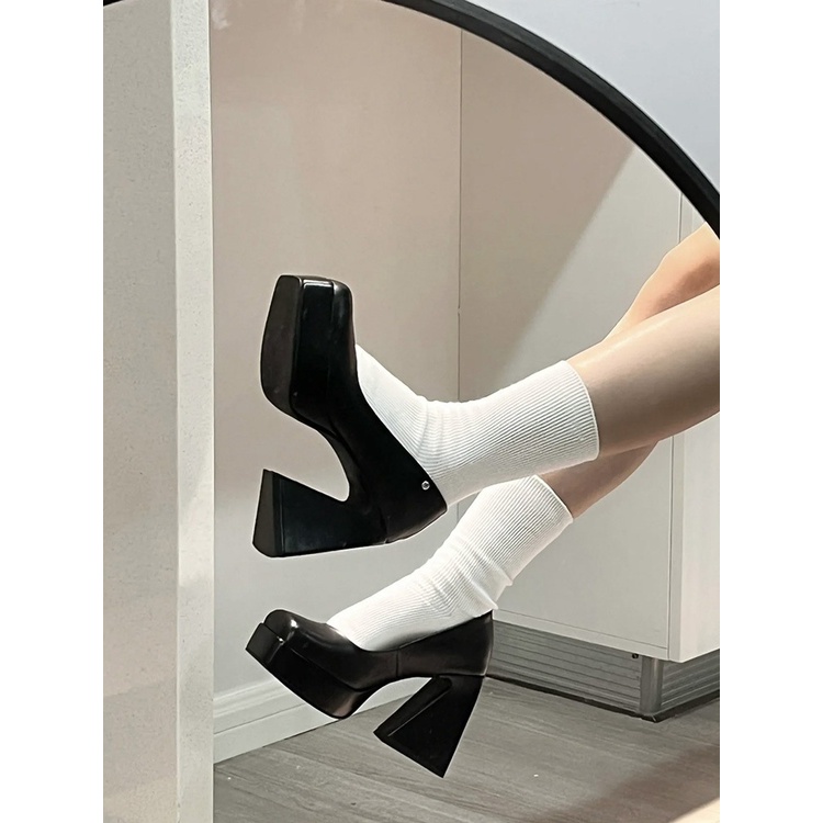 Giày Cao Gót Đế Dày Chống Thấm Nước Thời Trang Thu Đông Dành Cho Nữ