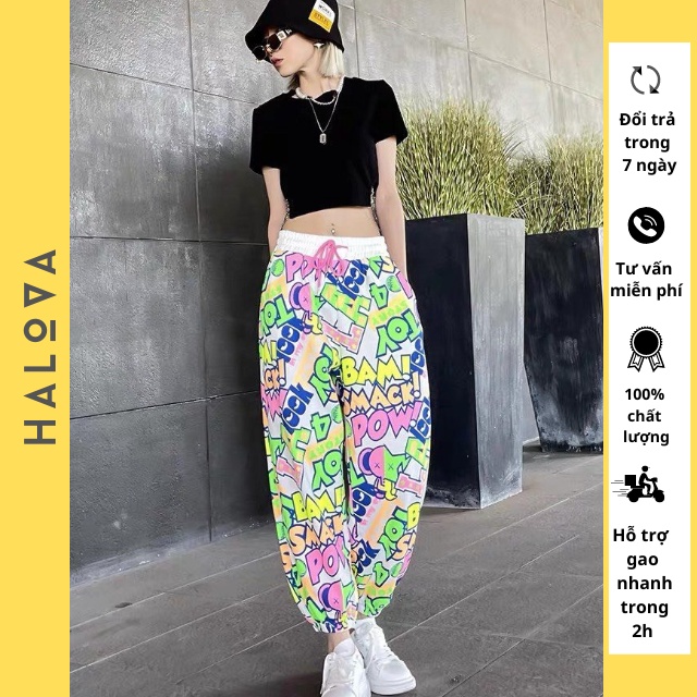 Quần jogger thể thao ống rộng hàn quốc bigsize unisex nam nữ hiphop HALOVA QU17
