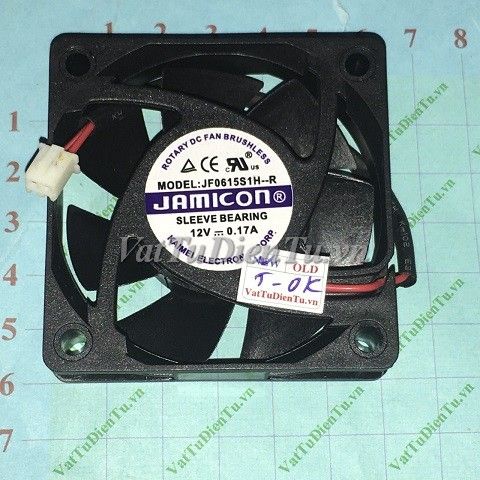 JF0615S1H-R Quạt tản nhiệt 12V 0.17A 6015mm JAMICON 2 dây đầu cắm A1