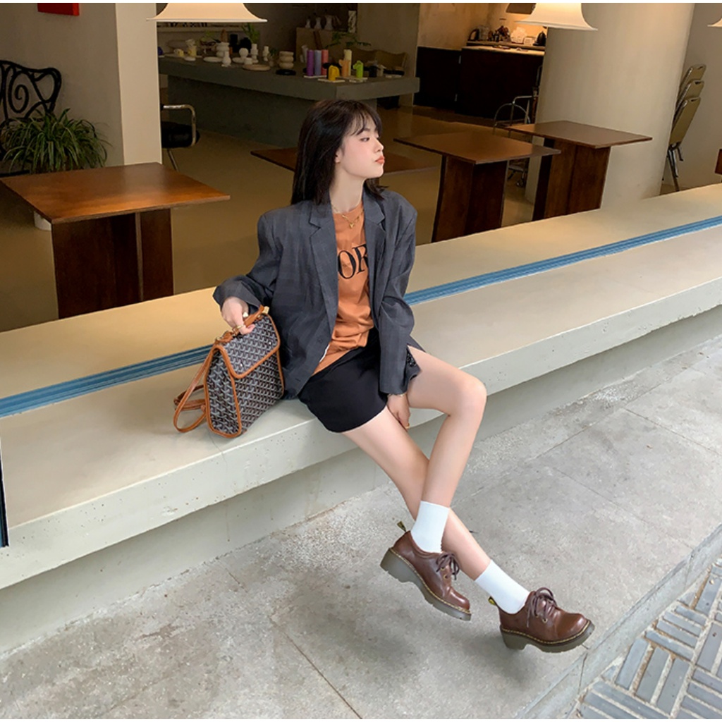 Giày Oxford Nữ Mũi Tròn Dế Bánh Mì 4CM Phong Cách Nhật Bản