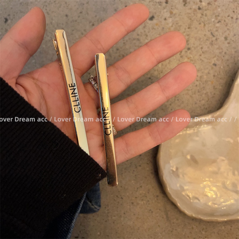 Kẹp Tóc Mỏ Vịt Phẳng Bằng Kim Loại In Chữ Đơn Giản Độc Đáo Thời Trang Âu Mỹ